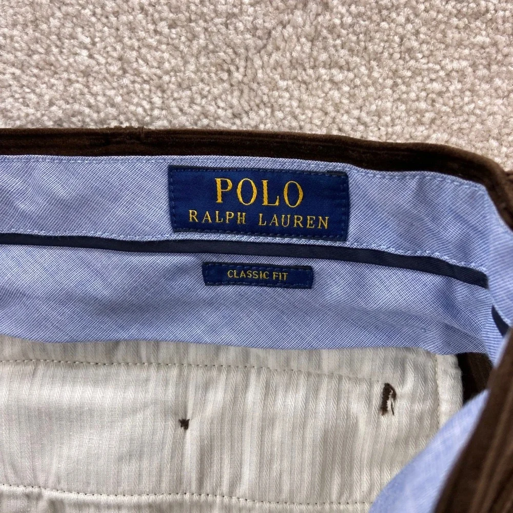 Polo Ralph Lauren Corduroy Pants Mens 38 Brown Classic Fit Stretch Trousers